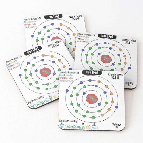 Item preview, Iron Atom Structure Diagram (Fe) with Electrons and Nucleus designed and sold by ElmonirPress.