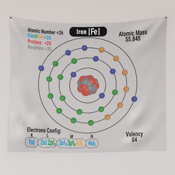 Item preview, Iron Atom Structure Diagram (Fe) with Electrons and Nucleus designed and sold by ElmonirPress.