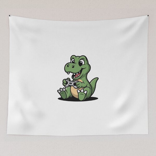 Item preview, Cute Gamer Dinosaur Playing Video Games – Funny Gaming Cartoon Design designed and sold by Human After All.