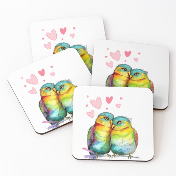 Item preview, Valentines birds Lovebirds designed and sold by Kondi-Art.