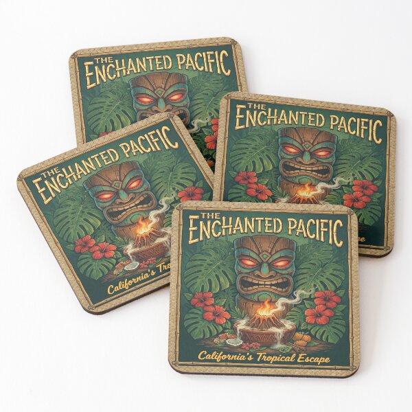 Item preview, Vintage 1960s Tiki Poster - "The Enchanted Pacific" Retro Bar Art designed and sold by Cozy-Old-Pub.
