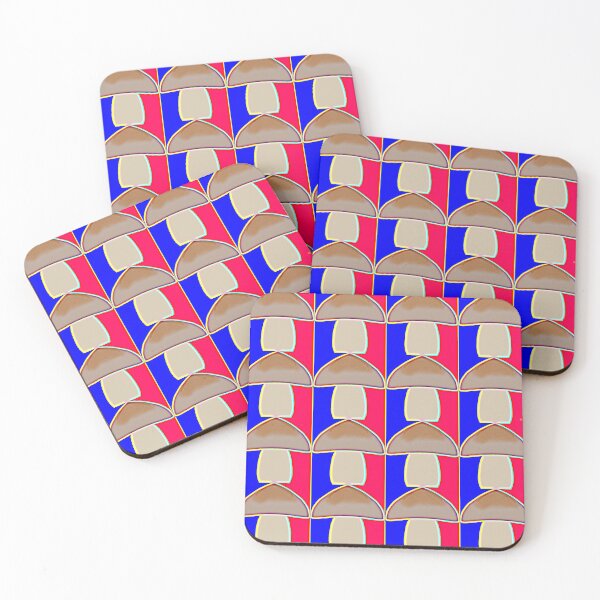 Item preview, "Mushroom Grid with Pink and Blue Vertical Stripes" designed and sold by nighttime1990.