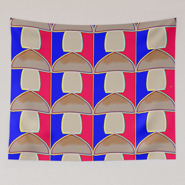 Item preview, "Mushroom Grid with Pink and Blue Vertical Stripes" designed and sold by nighttime1990.