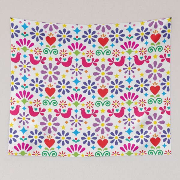 Item preview, Colorful Folk Art Bird Pattern | Mexican Inspired Floral Aesthetic designed and sold by AkuaEra.