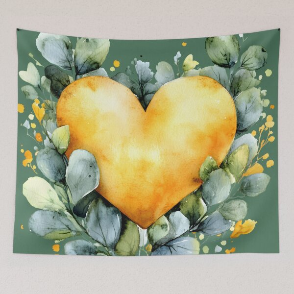 Item preview, Heart №44 Golden Watercolor Heart and Eucalyptus Botanical designed and sold by SyberGen.