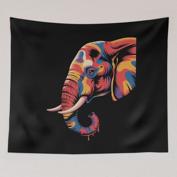 Item preview, Elephant Colorful Artwork Portrait Savanna Wildlife Motif designed and sold by angolinnArt.