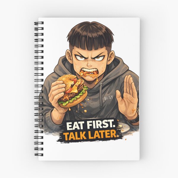 Item preview, Eat First, Talk Later – Funny Food Lover Attitude Illustration designed and sold by Snackwear Apparel.