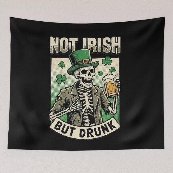 Item preview, Funny Skeleton Drinking Beer - Not Irish But Drunk - St Patricks Day designed and sold by DreamSpaceCon.