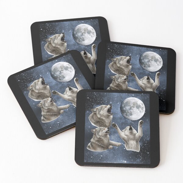 Item preview, Three wolves howl at the moon. Wolf animals in space. designed and sold by Trenddesigns24.