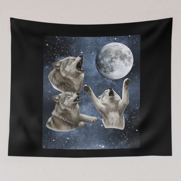 Item preview, Three wolves howl at the moon. Wolf animals in space. designed and sold by Trenddesigns24.