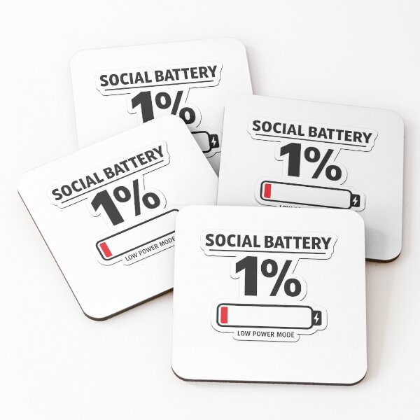 Item preview, Social Battery 1% Sticker | Introvert Meme Minimal Phone Battery UI designed and sold by QuirkyCartel.