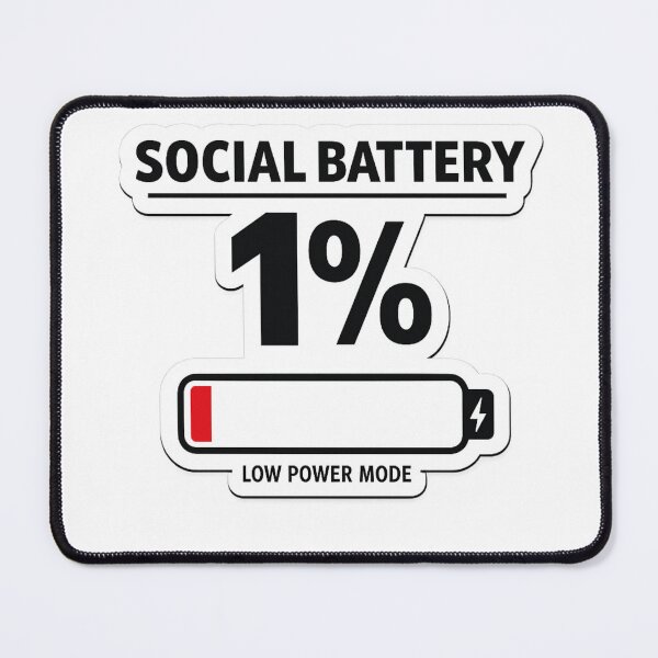 Item preview, Social Battery 1% Sticker | Introvert Meme Minimal Phone Battery UI designed and sold by QuirkyCartel.