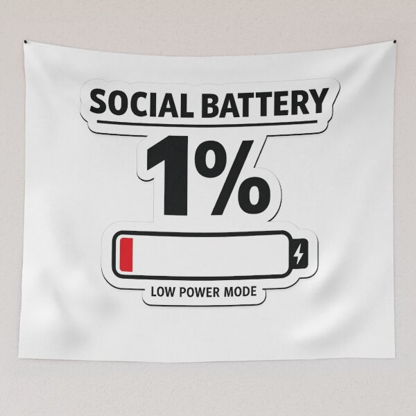 Item preview, Social Battery 1% Sticker | Introvert Meme Minimal Phone Battery UI designed and sold by QuirkyCartel.