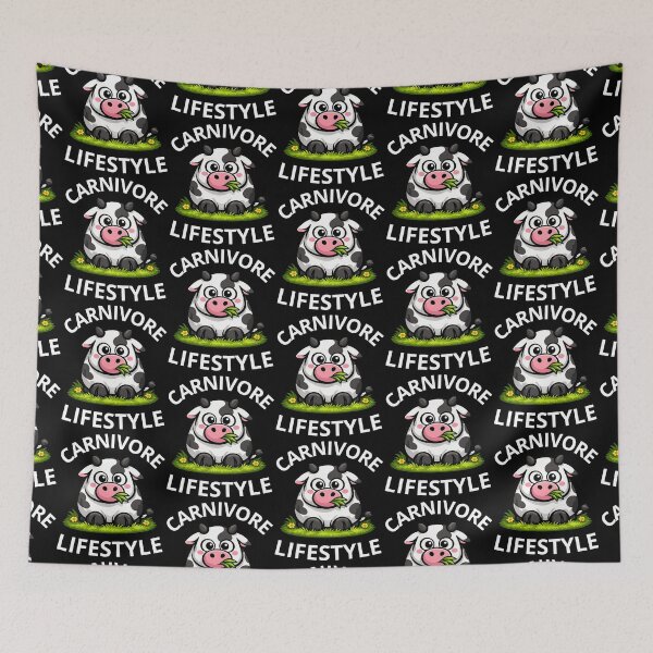 Item preview, Cute Cow Carnivore Lifestyle Illustration designed and sold by MOKRONOS.