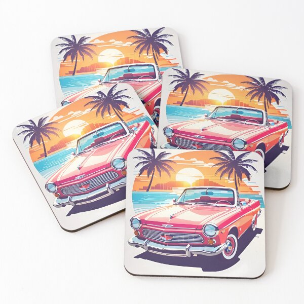 Item preview, Retro Sunset Drive – Classic Red Convertible by the Beach designed and sold by Mido4182.