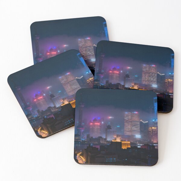 Item preview, Neon Cyberpunk City Skyline at Night with Glowing Futuristic Buildings designed and sold by athanasioungr.