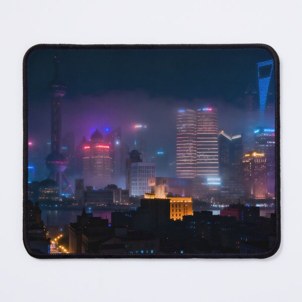 Item preview, Neon Cyberpunk City Skyline at Night with Glowing Futuristic Buildings designed and sold by athanasioungr.