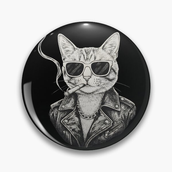 Item preview, Cool Biker Cat Sunglasses Joint - Badass Tattoo Style Kitten Art designed and sold by YYoYY.