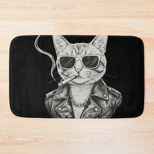 Item preview, Cool Biker Cat Sunglasses Joint - Badass Tattoo Style Kitten Art designed and sold by YYoYY.