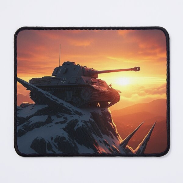 Item preview, The Iron Guardian on Snowy Peaks  Sunset Fortress: Heavy Tank Division  Eternal Vigilance - Military Landscape Art designed and sold by kamelouari.