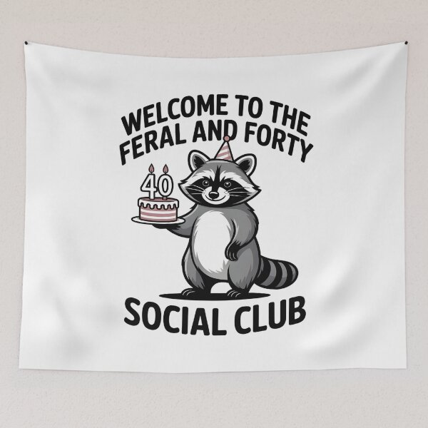 Item preview, Feral and Forty Social Club Birthday Raccoon designed and sold by PROPera-design.