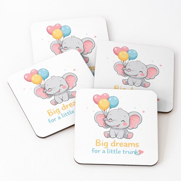 Item preview, Cute Elephant with Balloons - Big Dreams for a Little Trunk Art designed and sold by Crown & Claw.