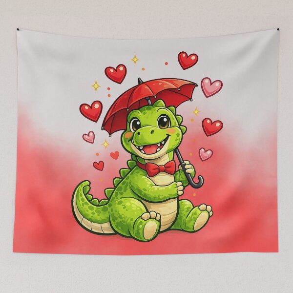 Item preview, Love’s raining down, and this Dino’s here for every drop | Valentine Dinosaur  designed and sold by skkyfaithArtz.