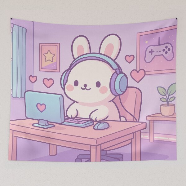 Item preview, Chibi Bunny Gamer Artwork designed and sold by Eleven Lilacs.