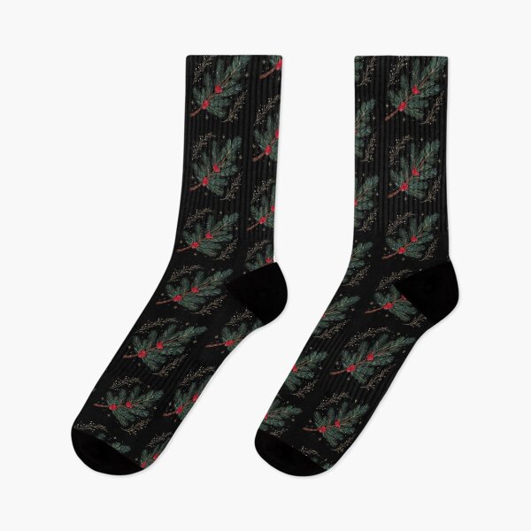 Item preview, Festive Pine Branch with Red Winter Berries designed and sold by PMTaurus.