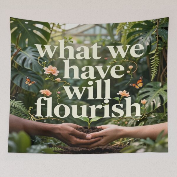 Item preview, What We Have Will Flourish - Botanical Typography Art Print - Black History - Valentines Day - Gift designed and sold by BlackAndBrown.