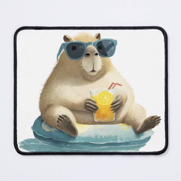 Item preview, Chill Capybara on Floatie with Lemonade designed and sold by Beachy Beasts.
