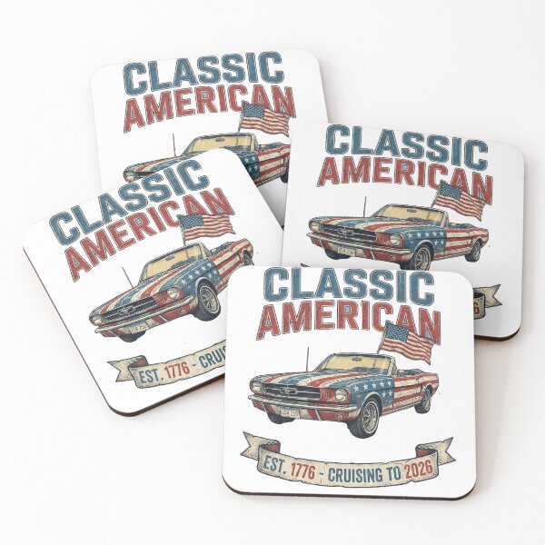 Aperçu de l'œuvre Voitures américaines classiques pour la croisière jusqu'en 2026 - Muscle Cars du 250e anniversaire des États-Unis créée et vendue par jrbdesigns.