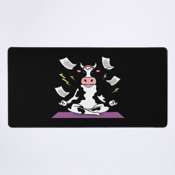 Item preview, Dibujo animado de una vaca meditando bajo estrés designed and sold by PMTaurus.