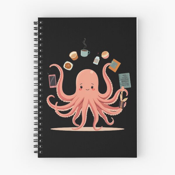 Item preview, Ilustración de dibujos animados de un lindo pulpo multitarea designed and sold by PMTaurus.