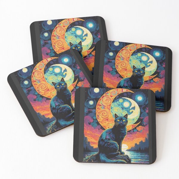 Item preview, Black Cat in Sun and Moon in AI designed and sold by AmyBsPics.