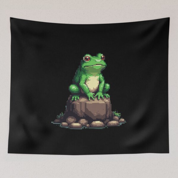 Item preview, Calm Green Frog Pixel Art Scene designed and sold by PMTaurus.