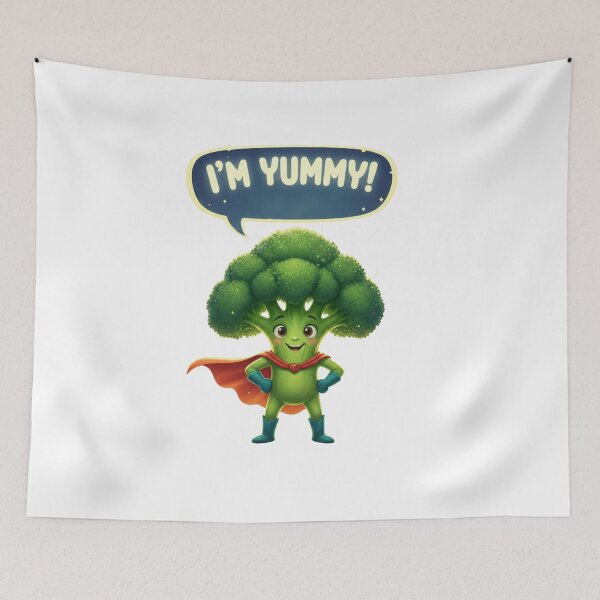 Item preview, Super Broccoli I'm Yummy - Cute Vegetable Superhero Illustration designed and sold by ToonyTeez.