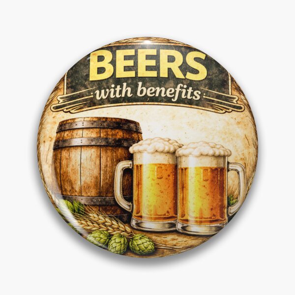 Item preview, Beers With Benefits Retro Beer Badge designed and sold by SteadyRolling.