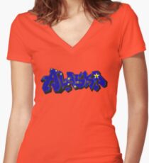 Alaska Flag Graffiti (Graffiti Muscle) Women's Fitted V-Neck T-Shirt