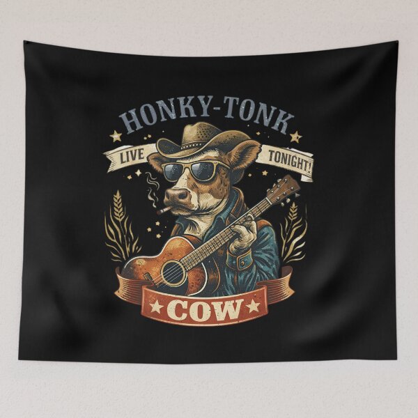 Item preview, Honky-Tonk Cow – Vintage Country Guitar player designed and sold by SidTastic .