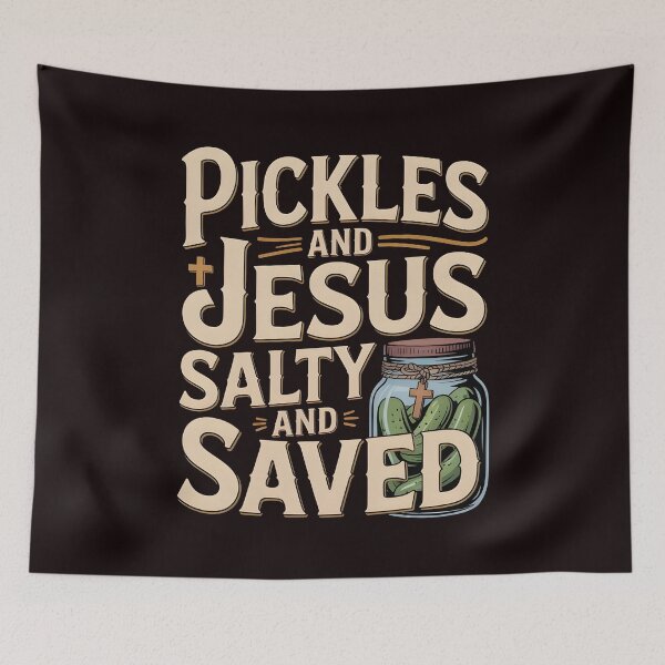 Item preview, Pickles Jesus Salty and Saved – Funny Religious Pickles Quote designed and sold by Redgiant87x.