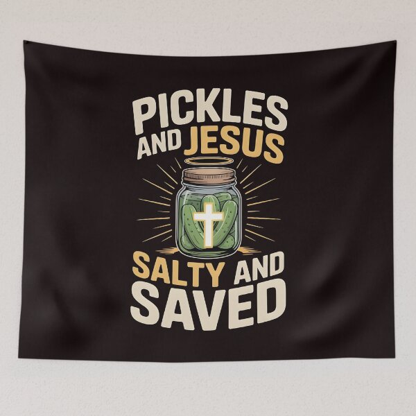 Item preview, Pickles Jesus Salty and Saved – Christian Humor Pickles Lover Design designed and sold by Redgiant87x.