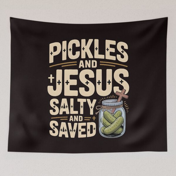 Item preview, Pickles Jesus Salty and Saved – Religious Humor with Pickles Vibes designed and sold by Redgiant87x.