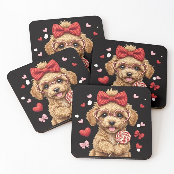 Item preview, Valentine Golden Doodle Dog, Cute Puppy Heart Glasses, Crochet Look Lollipop, Valentine designed and sold by DesignDenDo ⭐⭐⭐⭐⭐.