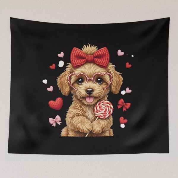 Item preview, Valentine Golden Doodle Dog, Cute Puppy Heart Glasses, Crochet Look Lollipop, Valentine designed and sold by DesignDenDo ⭐⭐⭐⭐⭐.
