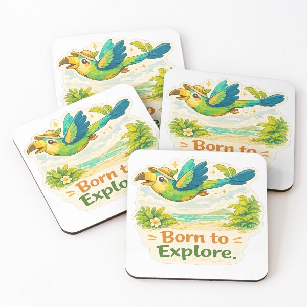 Item preview, Born to Explore | Tropical Bird Adventure Illustration designed and sold by Wander Vibes.
