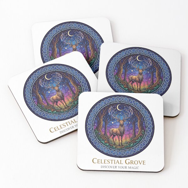 Item preview, Celestial Grove - Mystical Stag Stained Glass Art designed and sold by vantaform.