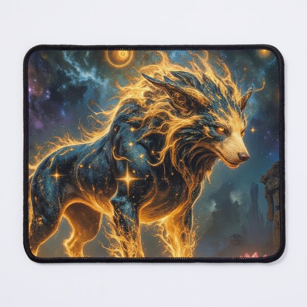 Item preview, Celestial Fire Wolf: Guardian of the Cosmic Ruins designed and sold by TheRichGallery.