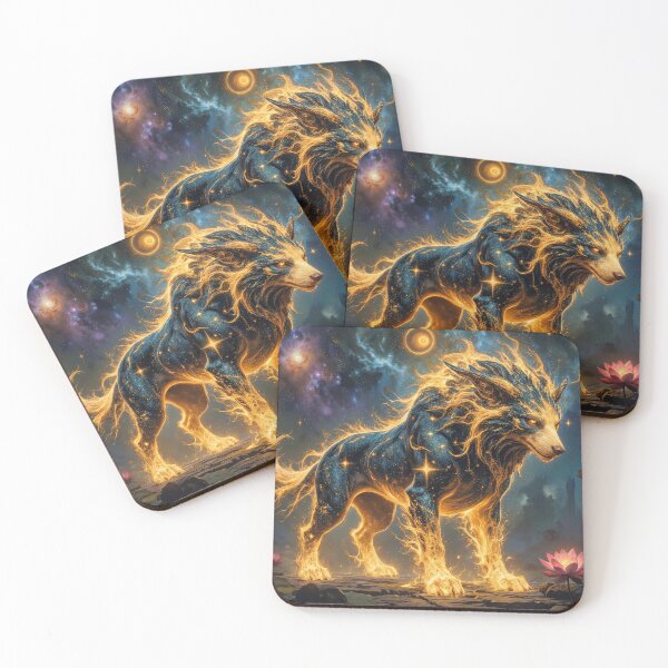 Item preview, Celestial Fire Wolf: Guardian of the Cosmic Ruins designed and sold by TheRichGallery.