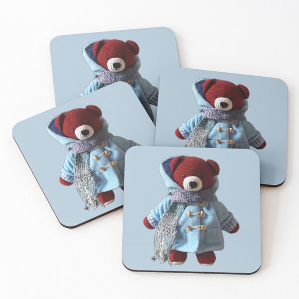 Item preview, Knitted teddy bear in his blue duffel coat  designed and sold by Erika Castricum.